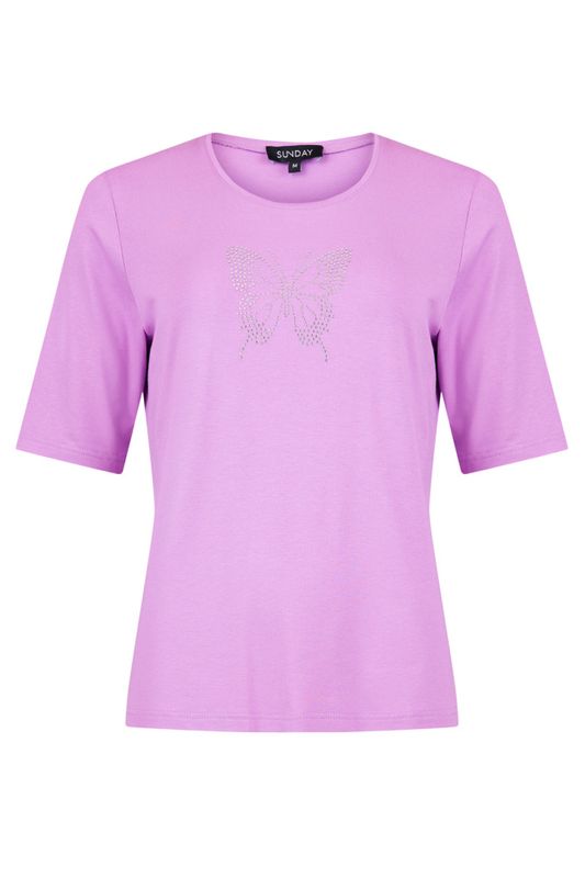 Lavendel T shirt sommerfugl