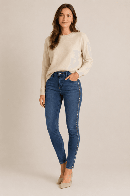 Hovedbilde Rich&Royal Midi Jeans Lurex Stripe