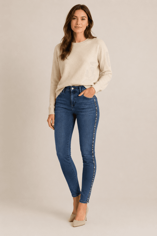 Rich&Royal Midi Jeans Lurex Stripe
