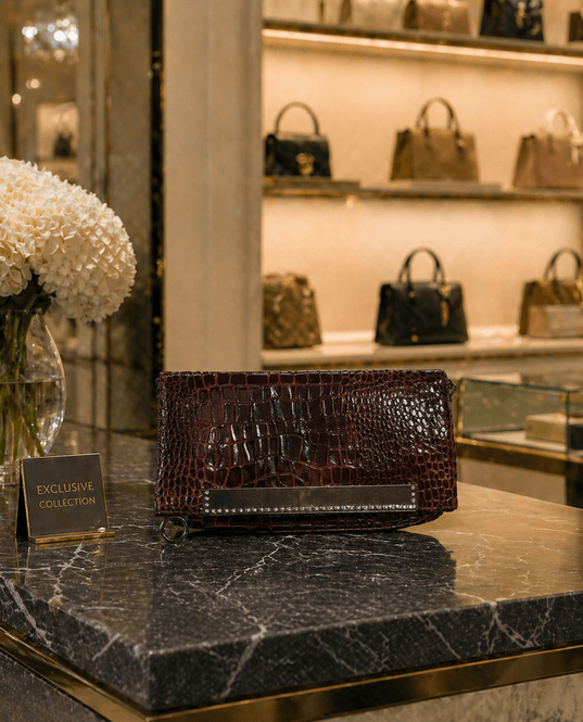 Hovedbilde Neon brun croco clutch