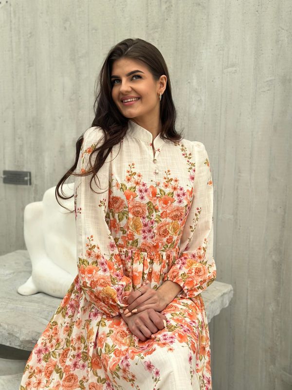 Zaria kjole cream korall