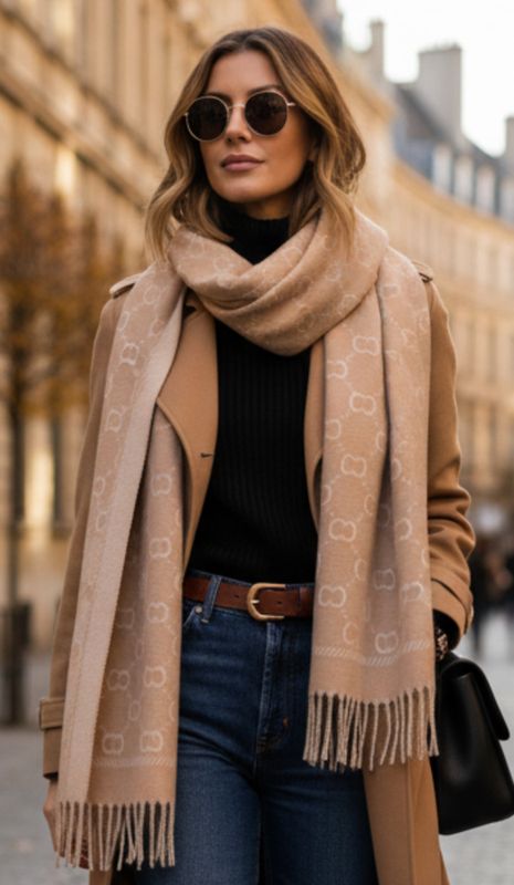 Skjerf beige toner